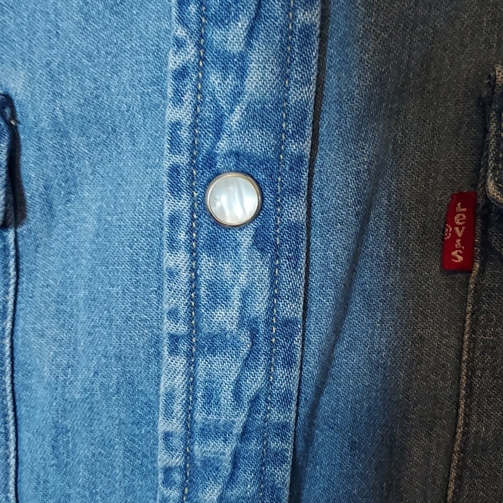 Levi's Men's Western Shirt Pearlized Snaps Medium Wash Denim Large - Picture 7 of 14